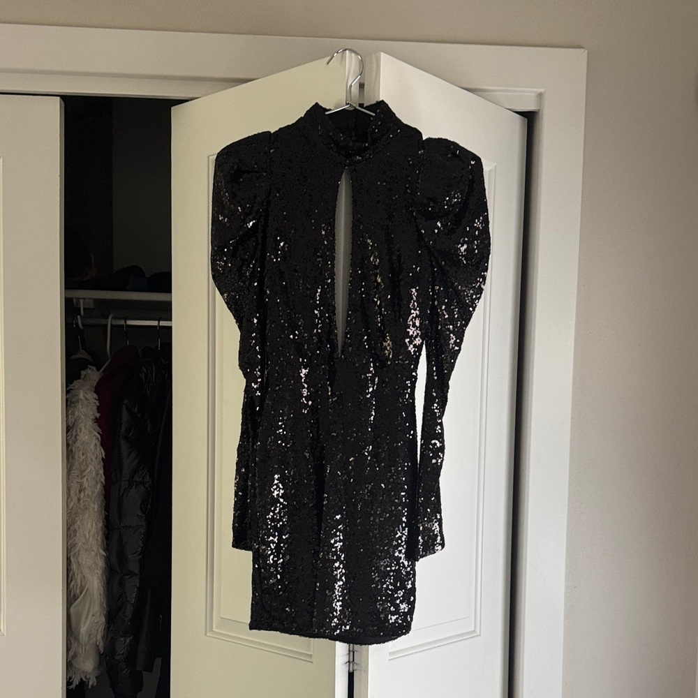 Banjul Black Sequin Backless Dress- size S